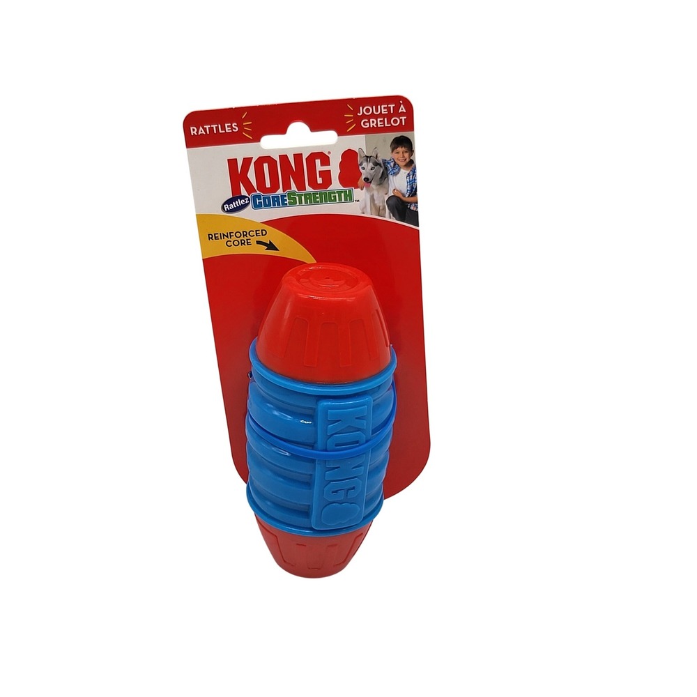 KONG Core Strength Rattles Dog‎ Toy Medium Red Blue Reinforced Core Chew Fetch